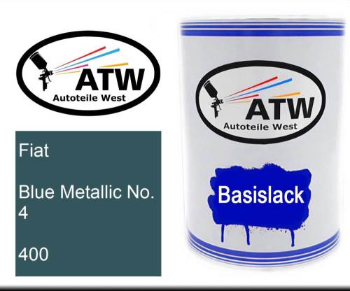 Fiat, Blue Metallic No. 4, 400: 500ml Lackdose, von ATW Autoteile West.